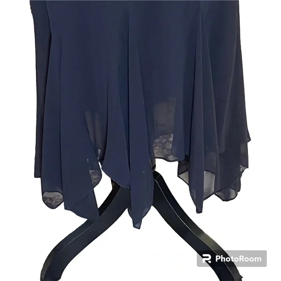 ALex Evening Black Chiffon Maxi Skirt with Handkerchief Hemline Women’s Size 1X - Picture 3 of 9